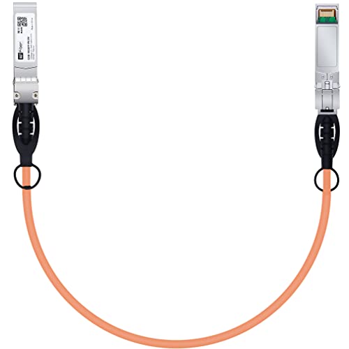 Image of H!Fiber Orange SFP+ Cable, 10G SFP+ DAC, 0.5M(1.64ft), Passive Direct Attach Copper Twinax Cable for Cisc SFP-H10GB-CU0.5M, Ubiquiti UniFi UC-DAC-SFP+, Meraki, Mikrotik, Intel, Fortinet, Netgear