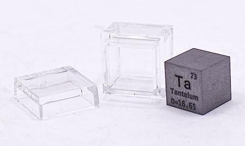 Image of 0.39 inch 10mm Tantalum Metal Cube Ta up to 99.9% Pure Periodic Table Element Engraved Density Collection Science Education Display Block Cube + Acrylic Case Box - 1PC