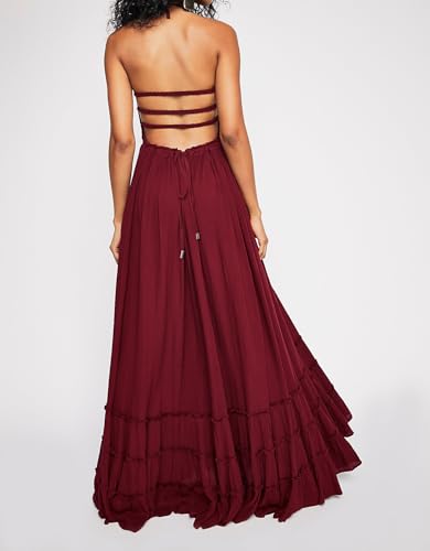 Image of R.Vivimos Womens Summer Boho Sexy Backless Long Dresses