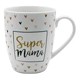 Tasse Super Mama Herzen 320ml | GEDA Labels | Muttertag | Geschenk Mama | Kaffee | Tee | Porzellantasse