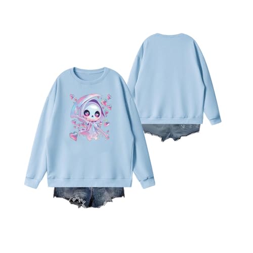 Autumn and winter long-sleeve Halloween-themed cartoon heart skull print men's and women's comfortable casual sweatshirt3
