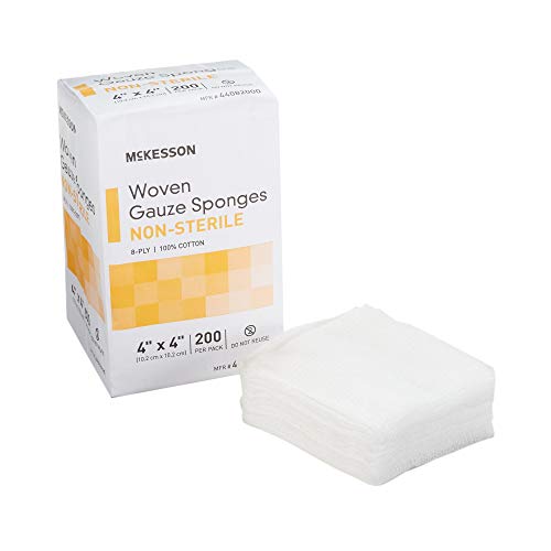 McKesson Woven Gauze Sponges Non-Sterile 8-Ply 100% Cotton 4 in x 4 in 200 per Pack 1 Pack
