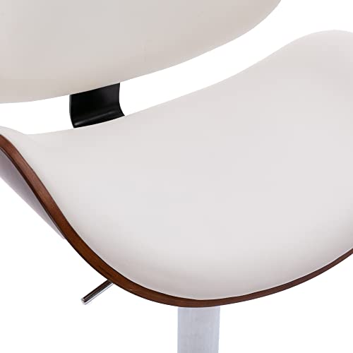 ONME Set de 2 Butacos Bar con Altura Ajustable, Tapizados en PU, Giro 360°, Respaldo Ergonómico, Base Estable, Color Blanco miniatura 6