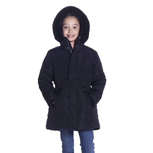 Andy & Evan Girls' Reflective Hooded Parka with Removable Faux Fur Hood, Winter Coat Jacket For Kids, Black or Navy4