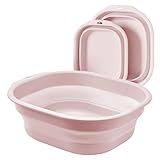 Bellglee 2 Pack Collapsible Wash Basin Set, Foldable Dish Tub, Small Medium Portable Sink for Kitchen, Camping, RV, Baby Bottles, Laundry, Plastic Washbasin -Pink
