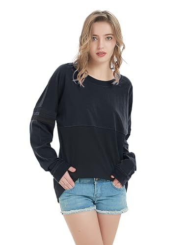 TopTie Women's Crewneck Pom Pom Pullover Jersey Youth Long Sleeve Game Day Jersey Tee Shirt Blank