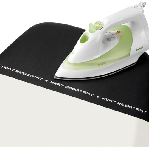Image of Brabantia Premium Ironing Board with Heat Resistant Parking Zone | X-Large (Size D) | Fairtrade Bubbles | Tall & Wide, Adjustable Height (31-40 inch), Easy Fold, Anti-Collapse Lock, Non-Slip Feet
