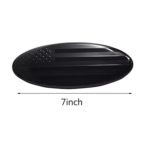 Image of 7 Inch American Flag Badge, Front Grill Rear Tailgate Oval Emblem fit for Ford F150 F250 F350 99-04 Explorer 04-10 Expedition 03-06 Edge 07-14 Fusion 07-12 Escape 08-15(Black)