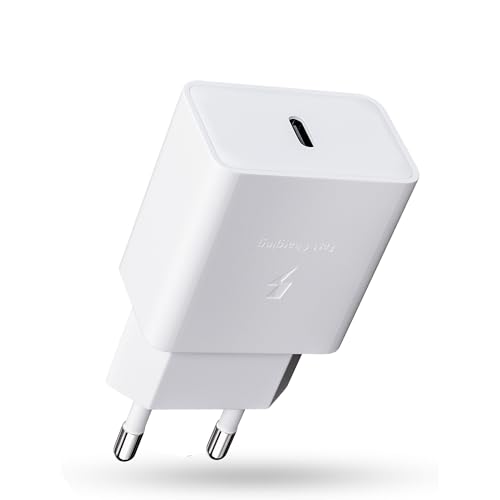Cargador USB C 15W, Cargador Rápido Tipo C Enchufe Adaptador de Corriente de Móvil para Samsung Galaxy S21 S20 S10 S9 S8 Plus S10e A51 A50 A34 A33 A20e A14 A13, iPhone 12/13/14/15/11 Pro iPad/Air