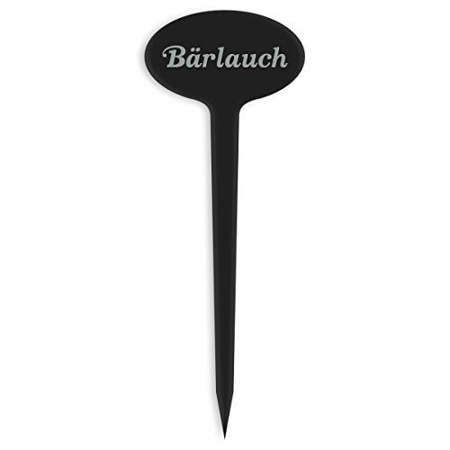 GRAVURZEILE Étiquettes pour plantes avec gravure – Ail d'ours – Plaques élégantes en acrylique noir pour le jardin – Plantes d'herbes aromatiques adaptées aux parterres et jardins d'herbes – Couleur :