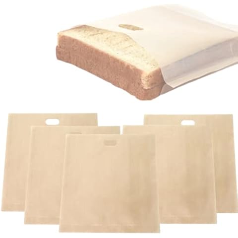 5 Pack Reusable Toaster Bags Non Stick Toasted Sandwich Bags Washable Toastie Bag,Pizza Bread Snack Pockets for Grilled Cheese Pizza Sandwich Cover