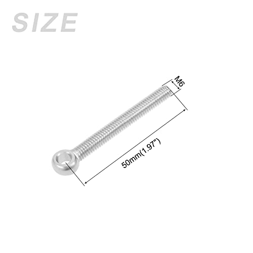 Image of METALLIXITY Shoulder Swing Lifting Bolt (M6x50mm) 10Pcs, 304 Stainless Steel Eye Bolts - for Home Renovation, Pipeline Gate Valves Fasteners, Silver