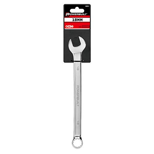 Powerbuilt 18Mm Metric Combination Wrench, Long Pattern, 12 Point Double Ended Box And Open End, 15 Degree Offset Polished 640453 #TOP5