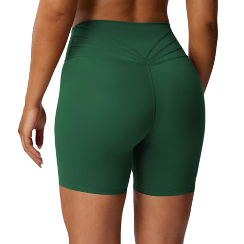 Image of Aoxjox Trinity Workout Biker Shorts for Women Tummy Control High Waisted Exercise Athletic Gym Running Yoga Shorts 6 inch