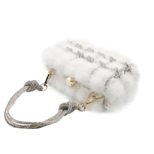 Image of DJBM Clear Acrylic Clutch Sparkle Rhinestone Evening Bag Glitter Crystal-Embellished Rope Knot Handbag Purse for Party Prom