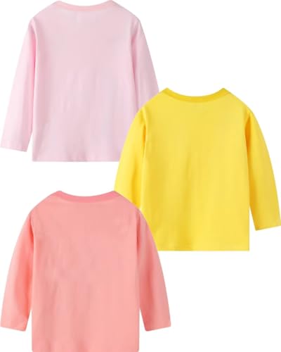 Image of Toddler Girl Long Sleeve T-Shirts Kids Cotton Fall Top 2-7 Years | 3 Pieces Soft Cotton Casual T-Shirt