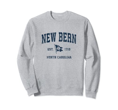 Nuevo Bern NC Vintage Sports Navy Boat Anchor Flag Sudadera