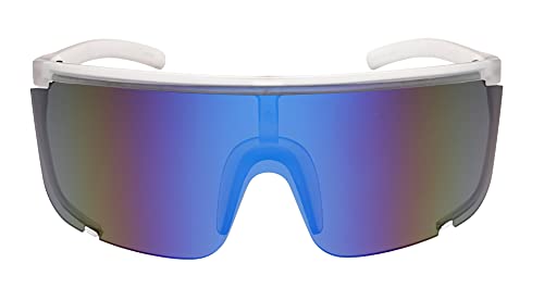 Flawless Unisex Oversized Super Shield Mirrored Lens Sunglasses Retro Flat Top Matte Black Frame