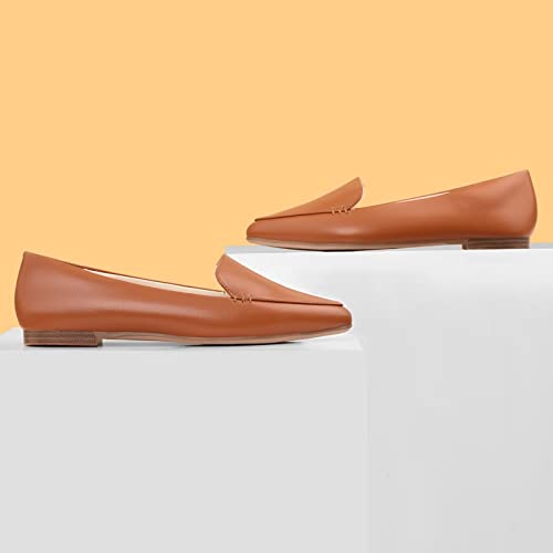 Image of MUSSHOE Pointed Toe Flats for Women, Comfortable Business Casual Work Shoes, Slip On Loafers with Arch Support, Office Walking Flats for All Day Standing
