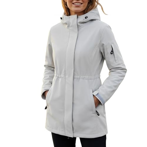 Chaquetas impermeables ligeras de invierno para mujer Abrigos cálidos con forro polar y capucha Softshell