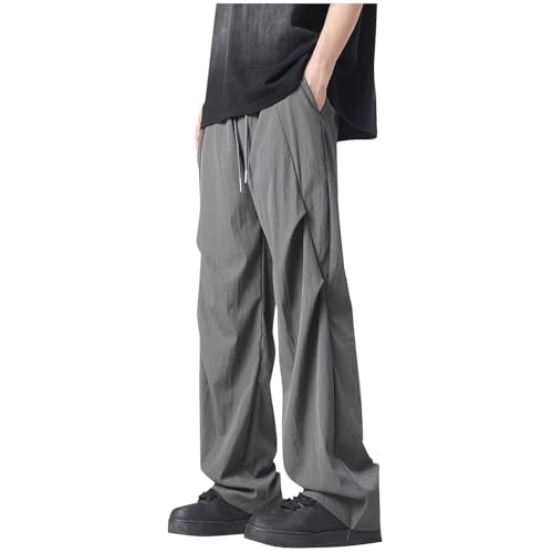 Men's Plus Size Casual Pants Elastic Waist Athletic Trousers with Pockets Lightweight Solid Straight Legs Sweatpants