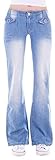  Damen Bootcut Hosen Hüftjeans Jeans Schlagjeans blau Schlag-Hose-n Damenjeans Damen-Hose-n Jeans-Hose-n Hüft-Hose-n Niedrige-r Leib-Höhe Bund Weite-m-s Bein Mega Großer Denim blaue Gr Größe XXS 32