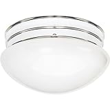 Nuvo Lighting SF77/346 Two Light Mushroom Flush Mount, Polished Chrome/White Glass,Polished Chrome / White Glass