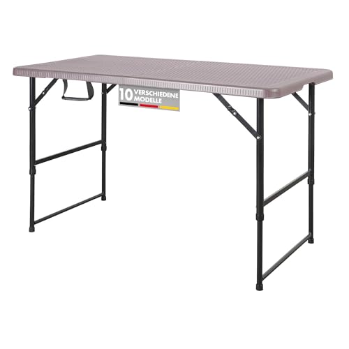 Floordirekt- Gartentisch Klappbar Kunststoff 120x60 cm - Buffettisch mit Tragegriff - Klapptisch für Garten Terrasse und Balkon - Campingtisch 6 Personen (Saga)