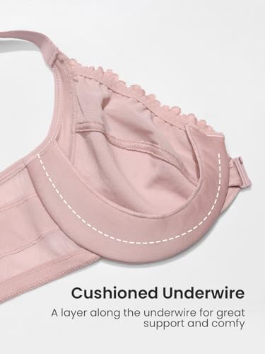 Image of DELIMIRA Women's Front Closure Posture Lace Bras | Full Coverage, Plus Size, Underwire, No Padding Unlined