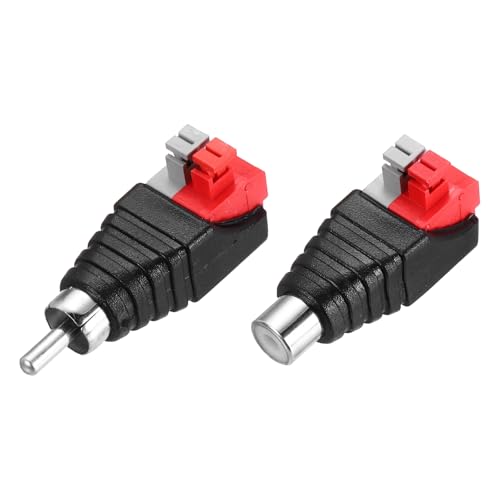 QUARKZMAN 2 Stück RCA Stecker Buchse Lautsprecherkabel Lötzinnfrei Metall Nickelbeschichtet RCA Lautsprecherkabel Adapter Zu Audio Stecker Buchse Adapter Stecker Buchse Schwarz
