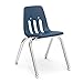 Virco Student Chair, Navy, Soft Plastic Shell, 14" Seat Height, Chrome Frame, for Kindergarten - 2nd Grade, 4 Pack (9014-BLU51)