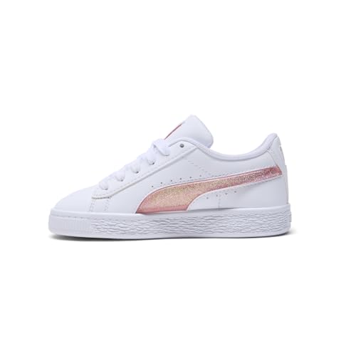 PUMA Toddler Girls Basket Glitter Lace Up Sneakers Shoes Casual - White3