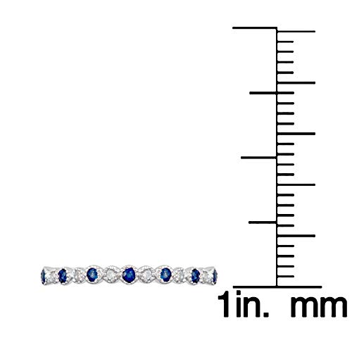 10k White Gold Genuine Sapphire and Diamond Petite Stackable Band3