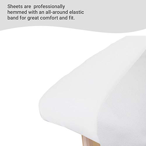 Image of ForPro Professional Collection Premium Microfiber 3-Piece Massage Sheet Set, White, Ultra-Light, Stain, and Wrinkle-Resistant Includes Massage Flat & Fitted Sheet and Face Rest Cover (Pack of 10)