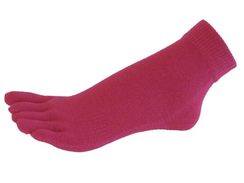 COUVER Hot Pink Men's/Women's 5 Finger Toe Socks Ankle, Medium (1 Pair)