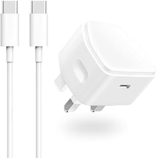 KASAENU 20W USB C Fast Charger Plug With 2M USBC Cable Cord, UK Type C Wall Charging Mains Adapter for iPad Pro, AirPods Pro, Google Pixel 3A 4XL 3XL 2XL XL, Samsung Galaxy Note S9/ S8/S20/S21/A71