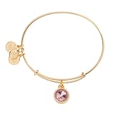 Alex and Ani Birthstones Expandable Bangle for Women, June, Pink Light Amethyst Crystal, Shiny Gold Finish, 2 to 3.5 in