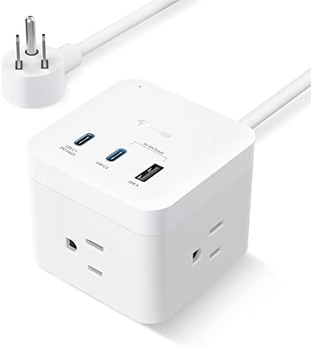 GONEO Power Strip with USB C Ports - 30W High-Speed Charging Station with 3 Outlets, 2 USB C Ports for iPhone 14/13 Series, 5 ft Extension Cord, Travel Home Office Cruise Essential