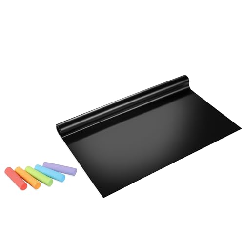 PARENCE – Tableau Noir Auto-Adhésif 45×200 cm + Craies – Sticker Ardoise Effaçable pour Notes, Menus, Organisation et Enfants – Film Vinyle...