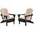 LOENIY Adirondack Chair Set of 2 with Cushion & Cup Holder, HDPE Folding Adirondack Chairs with Wood-Like Grain Outdoor Fire Pit Chairs for Patio/Porch/Swimming Pool/Camping (Black)