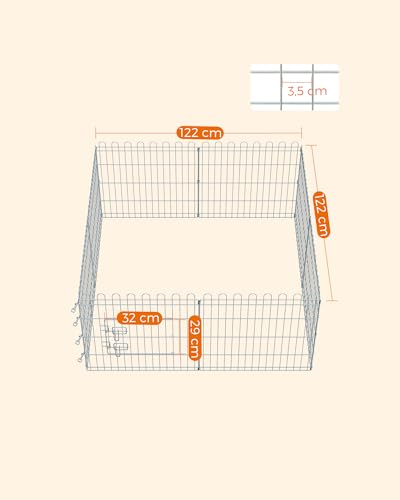 Feandrea Freilaufgehege Kaninchen, faltbar, transportabel, silbern PPK001W01