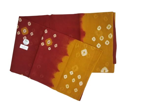 Madurai Sungudi Pure Cotton Saree – Red with Mustard Yellow Tie-Dye Pattern | Traditional Wax Hand-Painted Design | Soft & Lightweight Saree | சுங்குடி சேலைகள்-image-49