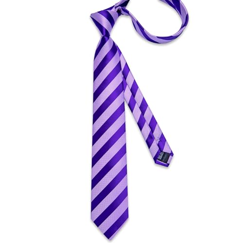 Image of DiBanGu Mens Tie Silk Plaid Striped Necktie and Pocket Square Cufflinks Tie Clip Set with Gift Box Formal Wedding Party