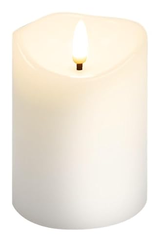 goobay LED Kerzen Echtwachskerze Weiß 7,5x10cm Mit Timerfunktion 3D-Docht Batteriebetrieben Warmweiß, Teelicht für Stilvolle Deko, Sicher Und Elegante Beleuchtung 77774