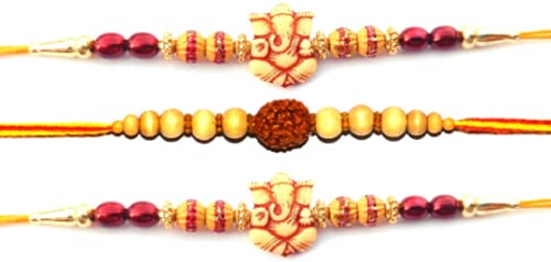 shyam ji rakhi Combo of Wooden Rakhi with Roli Pack for Brother | Rakhi For brother with roli | (Set of 3 to set of 12) (Ganesha + Rudraksha set of 3) (B09B2Q87NP) Amazon Price History, Amazon Price Tracker