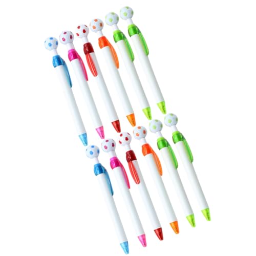 Bolígrafos de fútbol SHINEOFI, lote de 12 piezas de plástico ABS en colores aleatorios