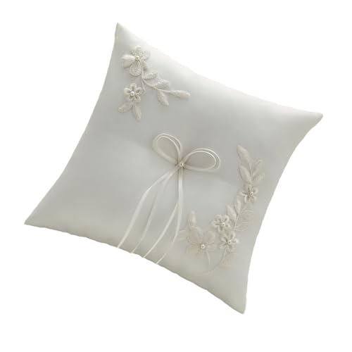 Oxxggkao Unique Pearls Ring Bearer Pillow Cushion Bows For Proms Anniversary Ceremonies Wedding Embellishments Decorative Floral Ring Holder