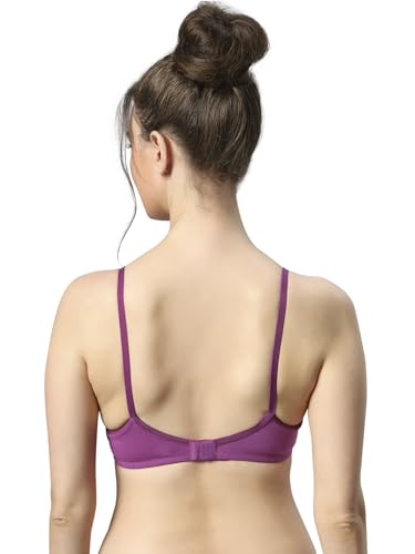 Image of Sonari 007 Wire Free Padded Bra | Medium Padding for Support, Medium Coverage, Soft Cotton Polyester Material, Adjustable Straps with Hook & Eye Closure, Wash Only Pink Purple