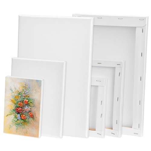 QWORK® 6 lienzos set, lienzos artísticos 30x20, 20x15, 15x10 cm, con marco, para óleo, acrílico, acuarela