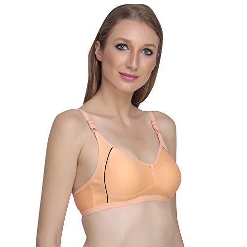 Image of Women Non Padded Bra - Made of Pure Cotton Full Coverage Non Wired Seamless Pushup Soft Cup for T-Shirt Saree Dress Sports Garment for Daily Use Everyday